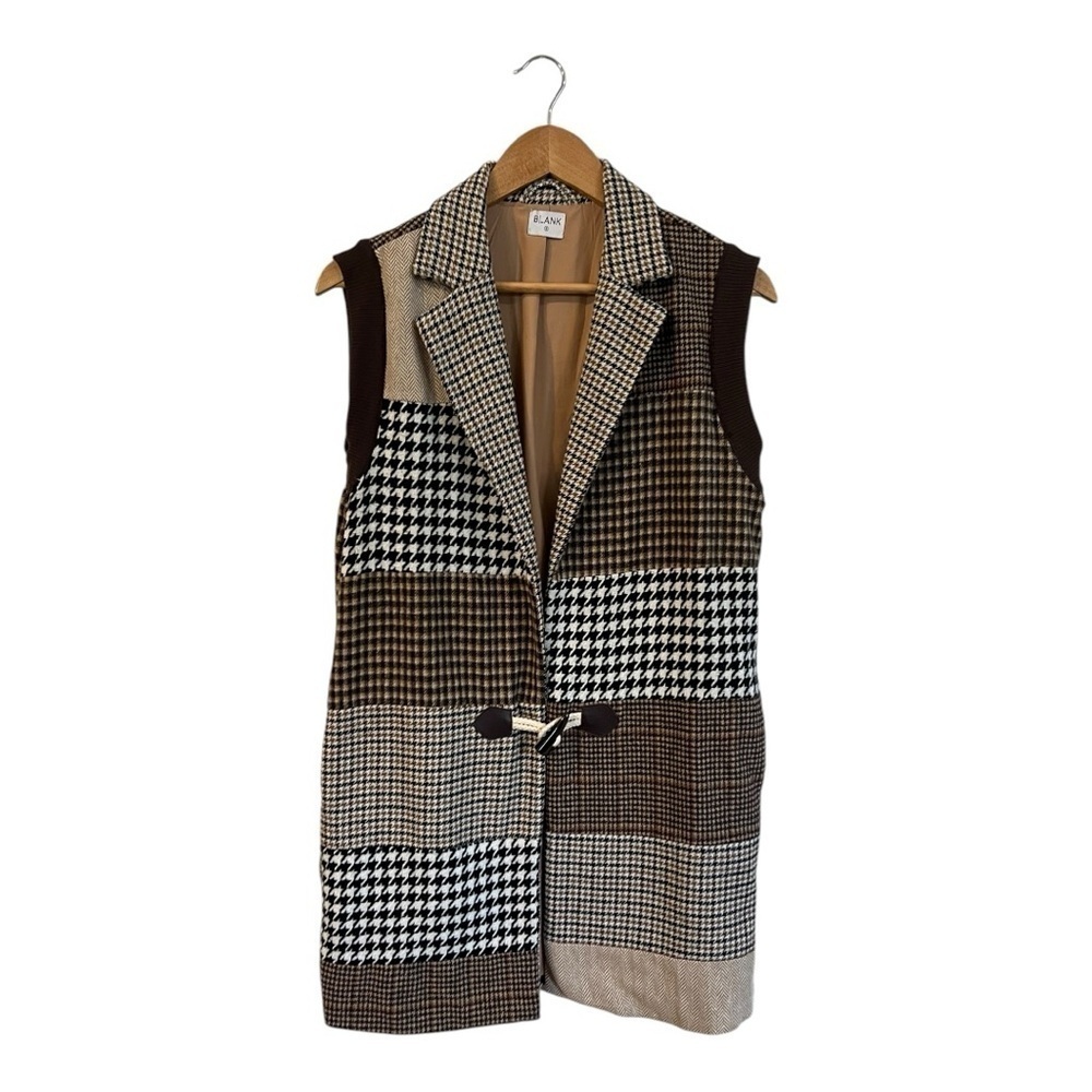 Blank Vest Jacket Women's Small Multi Patterned Toggle Career Academia